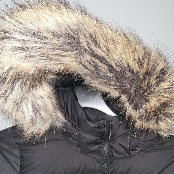 Marmot Black Quilted Jacket Coat with Faux Fur Trim Nwot Womens Size Large - Picture 2 of 4